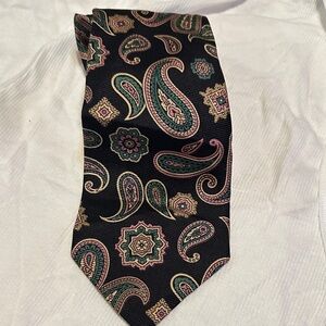 Ralph Lauren Black and Green Paisley Tie